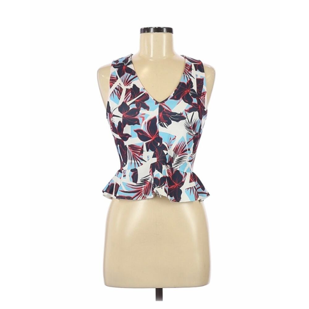Zara Tropical Print Sleeveless Peplum top Small